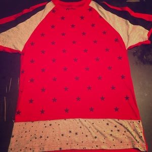 Red Gray and Black Star Short Sleeve Shirt